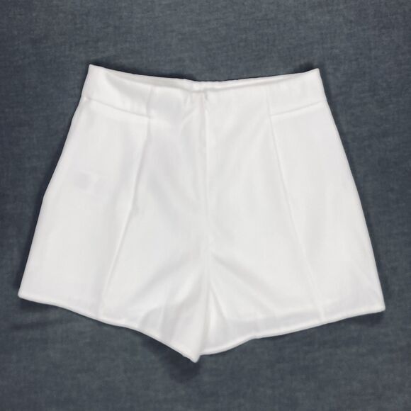 Shein Sexy Summer High Waisted Shorts Sz XS White Pockets Rear Zip Coastal Beach - Picture 6 of 13